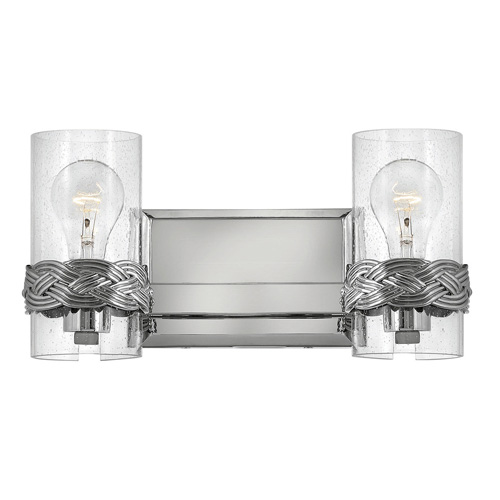 Nevis Collection 2-Light Bath Vanity in Polished Nickel with Clear Seedy Glass Sleeves 5512PN $273.90