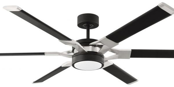 Loft Collection 62” 6-Blade Ceiling Fan in Midnight Black with Midnight Black Blades and Integrated LED Light 6LFR62MBKD