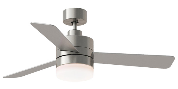 Era Collection (Damp Rated for Outdoors) 44” 3-Blade Ceiling Fan in Aged Pewter with Light Grey Weathered Oak Blades and Integrated LED Light 3ERAR44AGPD