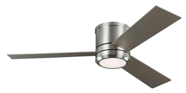 Clarity Collection (Indoor Fan) 56” 3-Blade Ceiling Fan in Brushed Steel with Light Grey Weathered Oak Blades and Integrated LED Light 3CLMR56BSD-VI
