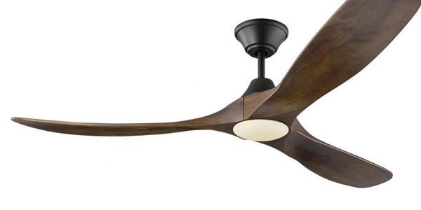 Maverick Collection (Damp Rated for Outdoors)60” 3-Blade Ceiling Fan in Matte Black with Dark Walnut Blades and Integrated LED Light 3MAVR60BKD