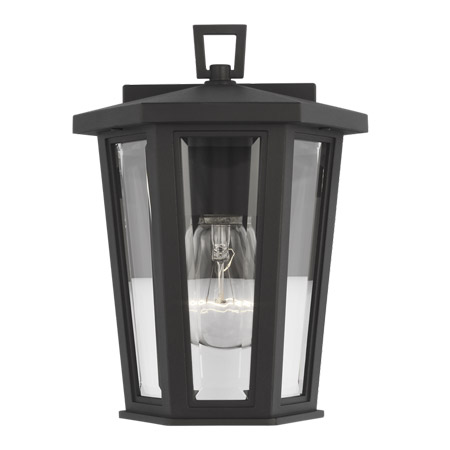 Witley Collection 1-Light Outdoor Mini Wall Mount Lantern in Black with Clear Glass Panels VISUAL STUDIO SLO1031TXB