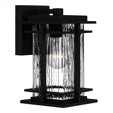 McAlister Collection 1-Light Outdoor Wall Mount Lantern in Earth Black with Clear Textured Glass Quoizel MCL8405EK