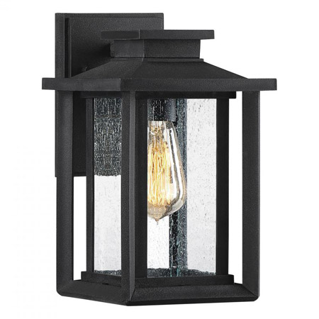 Wakefield Collection 1-Light Outdoor Wall Mount Lantern in Earth Black with Clear Seedy Glass Panels Quoizel WKF8407EK
