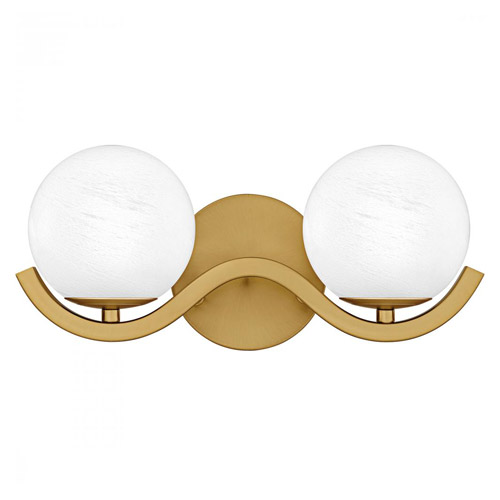 Spherical Collection 2-Light Bath Vanity in Aged Brass with White Cloud Glass Sphere Shades Quoizel SRI8615AB