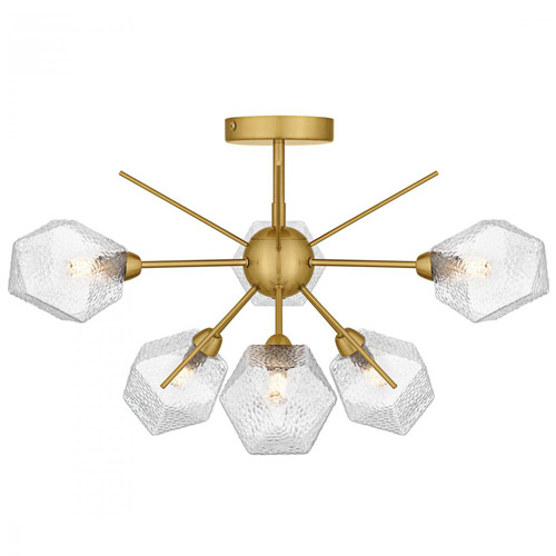 Salvador Collection 6-Light Semi-Flush Mount in Gold with Crystal-Faceted Glass Shades Quoizel PCSVD1724BRG
