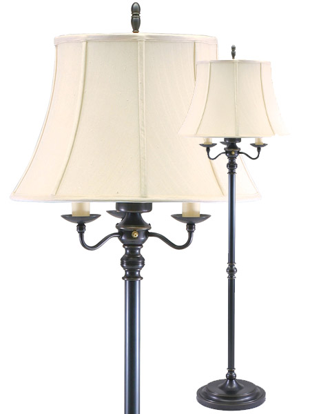 Newport Collection 1-Light Floor Lamp in Oil Rubbed Bronze with Off White Linen Hardback Shade House of Troy N650OB