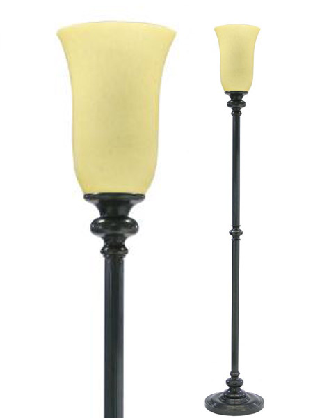 Newport Collection 1-Light Torchiere Floor Lamp in Oil Rubbed Bronze with Opal Art Glass Shade House of Toy N603AB