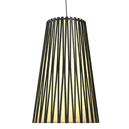 Living Hinges Collection 1-Light Pendant in Charcoal with Cone-Shaped Natural Veneer Shade with Acrylic Diffuser Accord 1240-44
