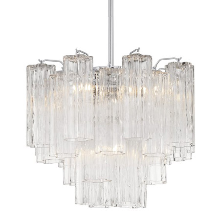 Addis Collection 4-Light Chandelier in Polished Chrome with Textured Tronchi Glass Crystal Tubes Crystorama ADD-300-CH-CL