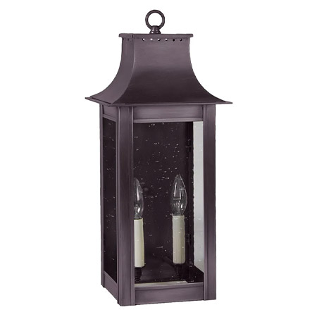 Coplin Collection 2-Light Outdoor Hanging Lantern in Dark Brass with Clear Seedy Glass Panels Northeast Lantern 11221-DB-LT2-CSG