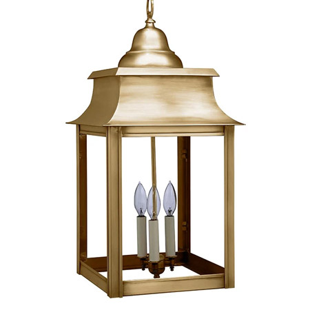 Concord Collection 3-Light Outdoor Hanging Lantern in Antique Brass with Clear Glass Panels Northeast Lantern 5652-AB-LT3-CLR