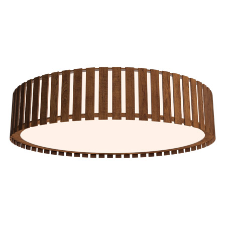 Slatted Collection LED Flush Mount in Imbula Slatted Natural Wood Veneer with Acrylic Diffuser Accord 5034-06