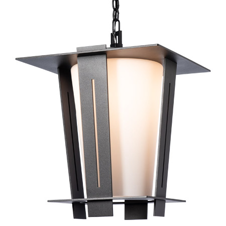 Linea Collection 1-Light Outdoor Hanging Lantern in Coastal Bronze with Tapered Opal Glass Shade 363017-SKT-75-GG0884