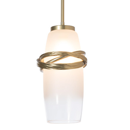 Trilogy Collection 1-Light Pendant in Modern Brass with Ombre Frost to Clear Glass Shade 181603-SKT-MULT-86-86-WC085